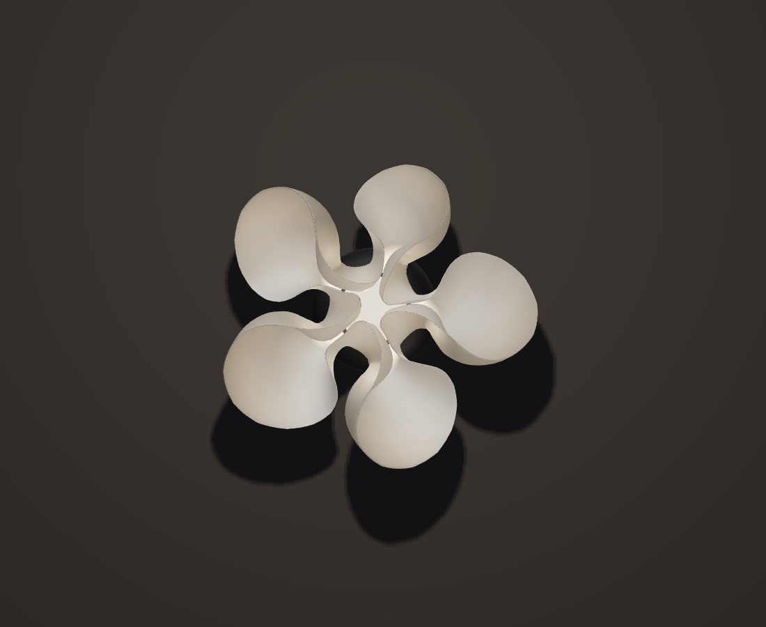 Top view of the five leaning petals of the Morning Glory shade.